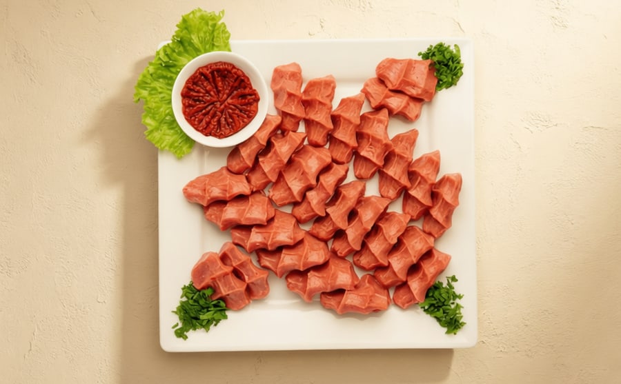 Chee kufta at Derian, Yerevan — Raw meat worked with bulgur and spices until smooth — the dish that tests a kitchen, eaten with onion, herbs and lemon.